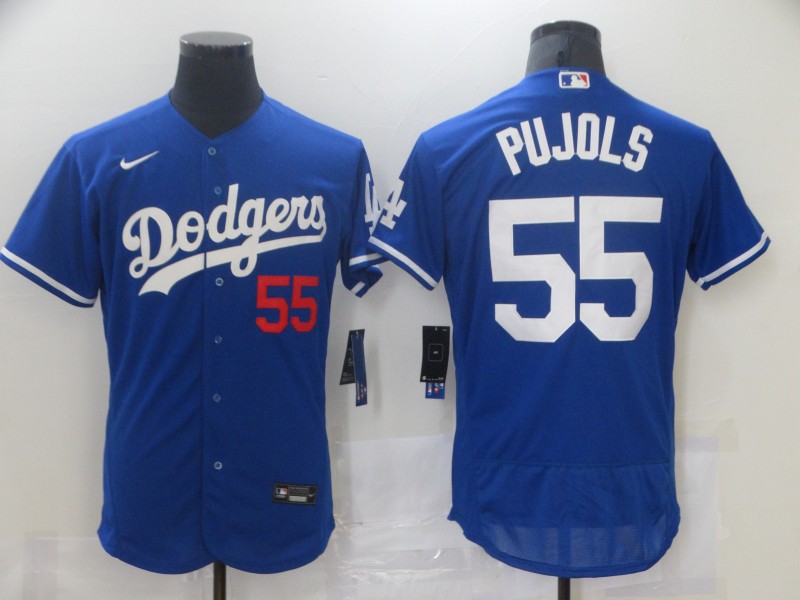 Men Los Angeles Dodgers 55 Pujols Blue Elite 2021 Nike MLB Jersey